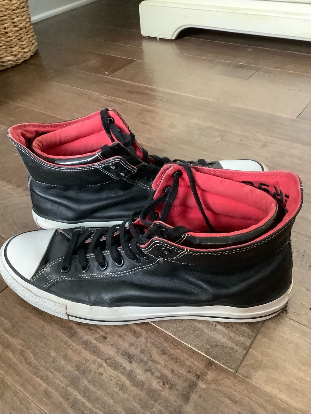 Converse Black High-Top Sneakers with Red Interior - Picture 2 of 9